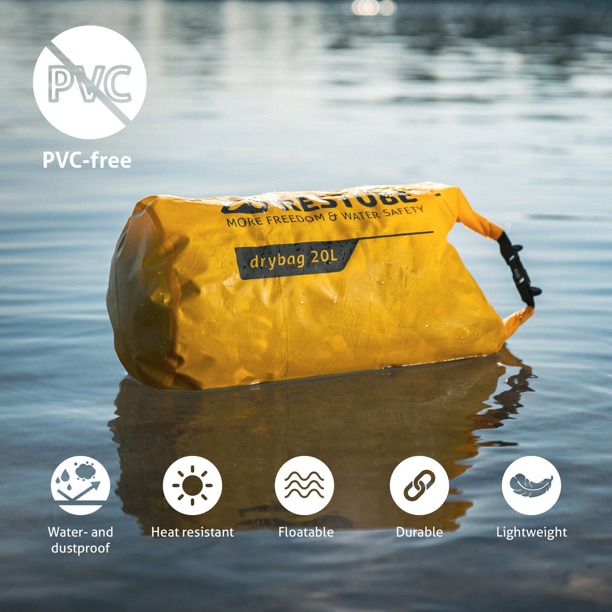 RESTUBE DRYBAG features - waterproof roll-top closure with shoulder strap outdoors Philippines