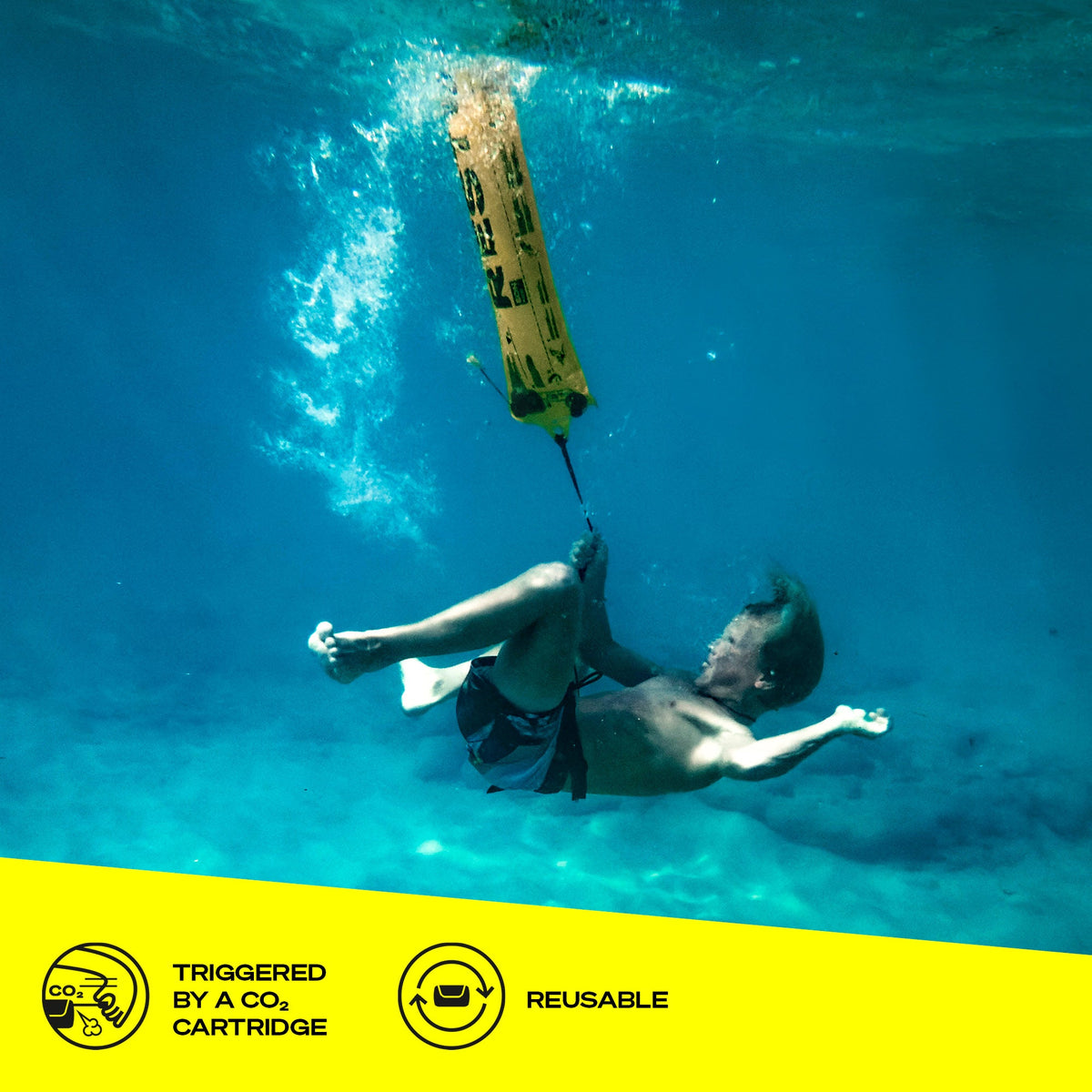 RESTUBE KIDS safety buoy product shot angle 3 - 50N buoyancy for children aged 10+