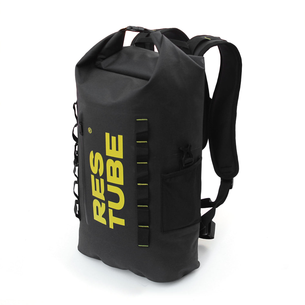 RESTUBE COAST 25L black water-resistant roll-top backpack 3/4 perspective view with Smart Loop System Philippines