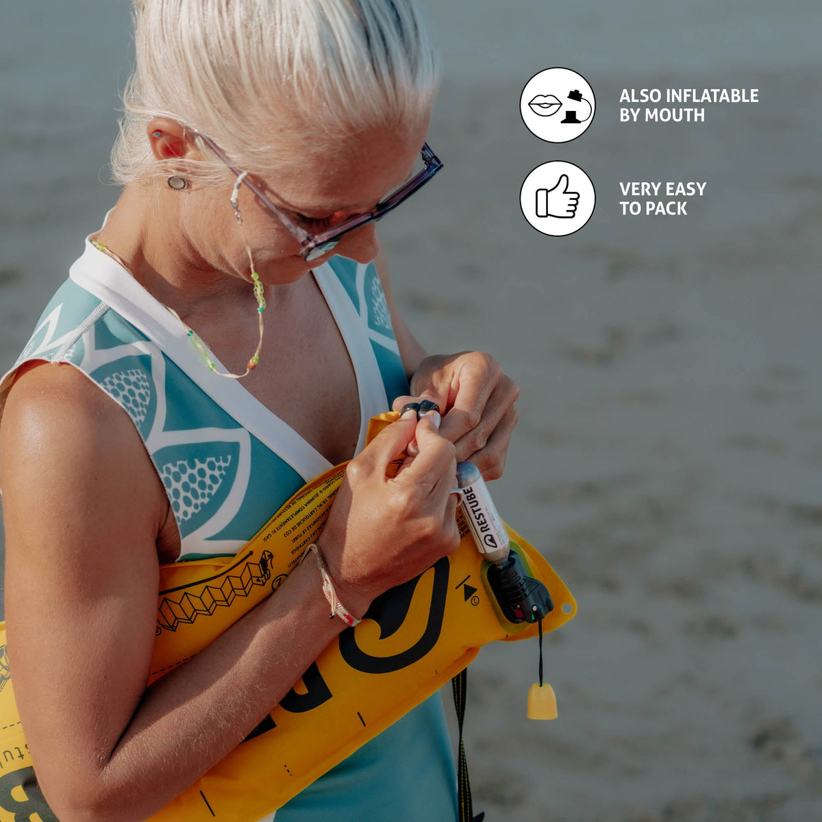 BEACH safety buoy features angle 2 - oral inflation trigger family buoy Philippines