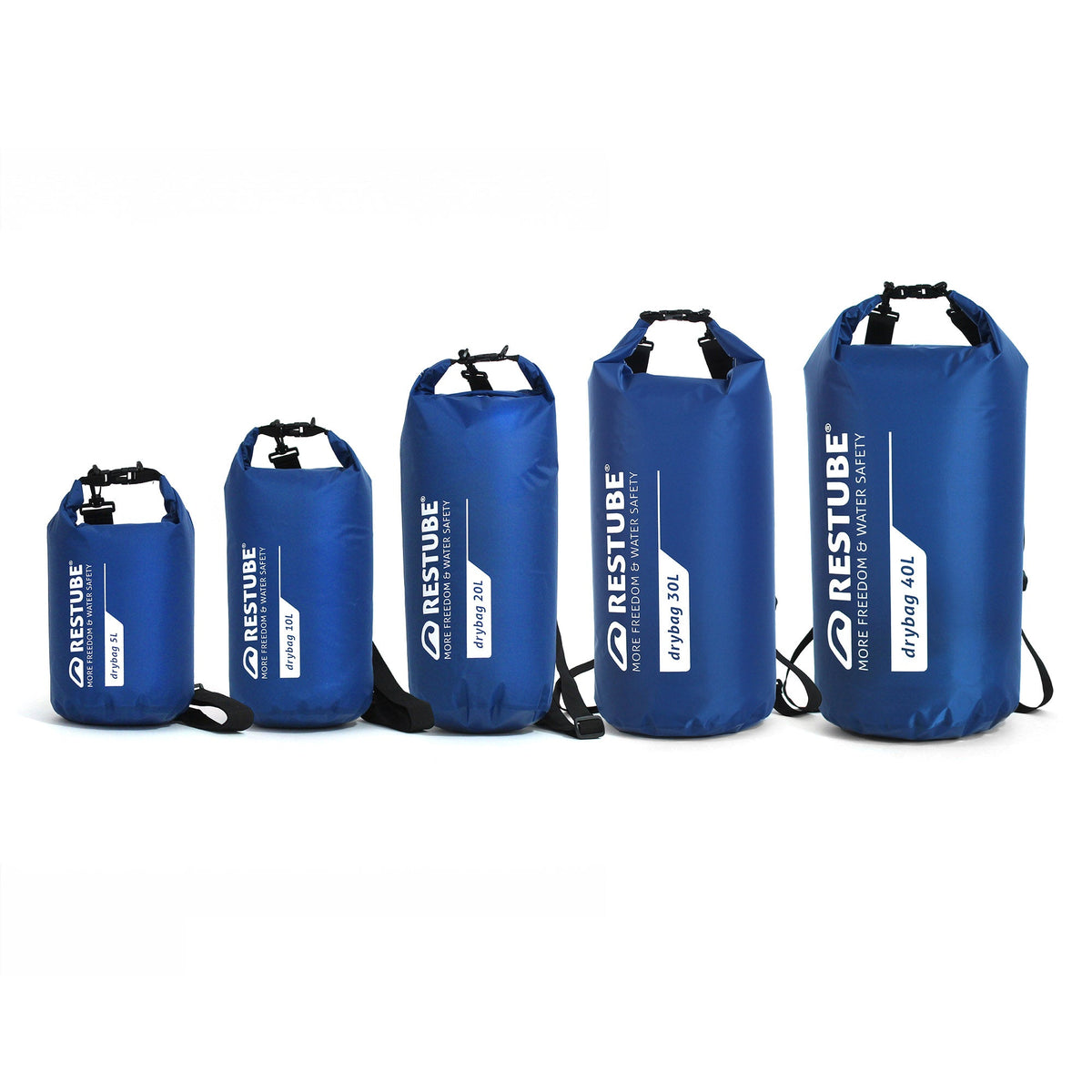 RESTUBE DRYBAG all 5 sizes in blue 5L 10L 20L 30L 40L lineup Philippines