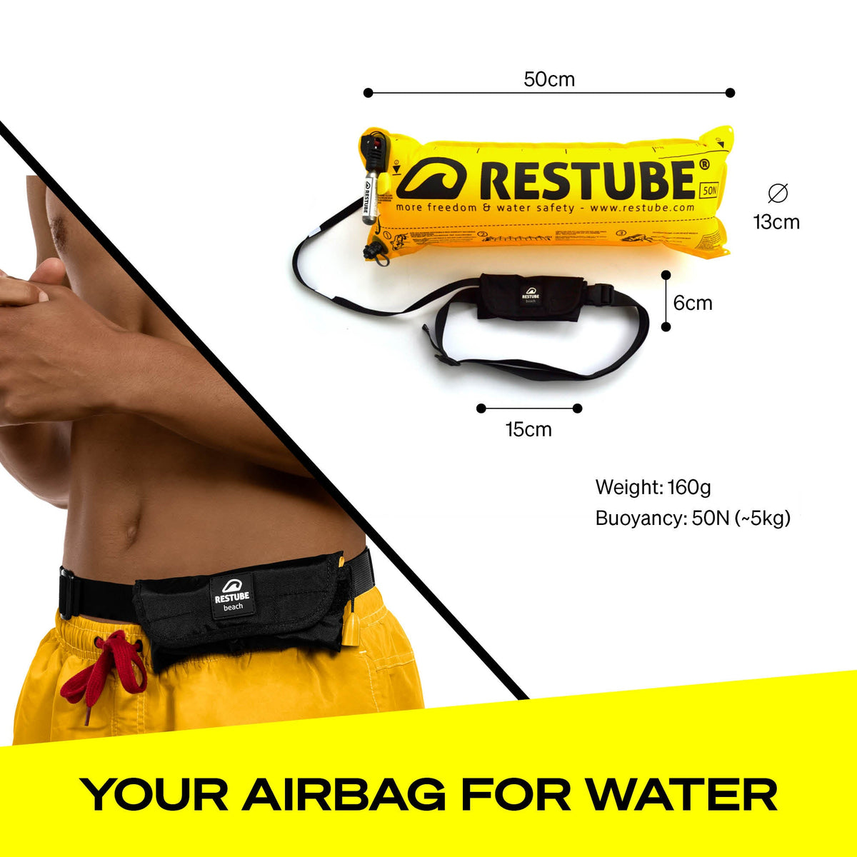 RESTUBE BEACH ONE product shot angle 4 - family water safety buoy Philippines