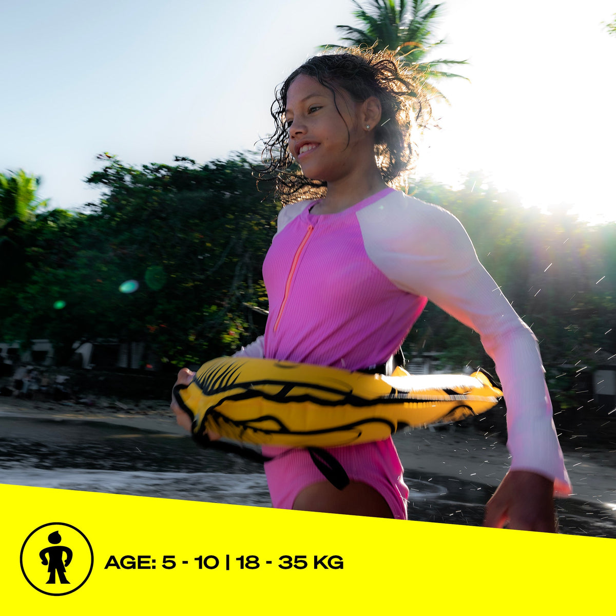 JELLY swim buoy product shot angle 2 - yellow horseshoe shaped inflatable kids water toy Philippines