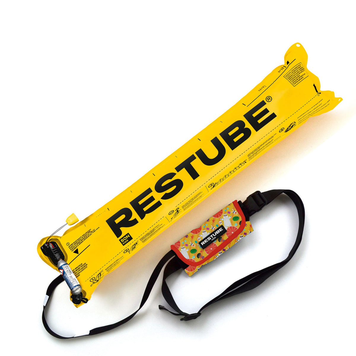 RESTUBE KIDS Summer and Bunny designs side by side - two Float Crew safety buoy variants for kids