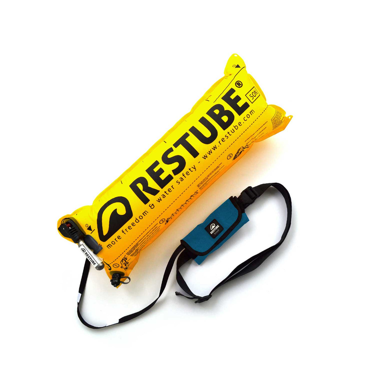 RESTUBE BEACH sea blue inflated - open safety buoy showing 50N buoyancy Philippines